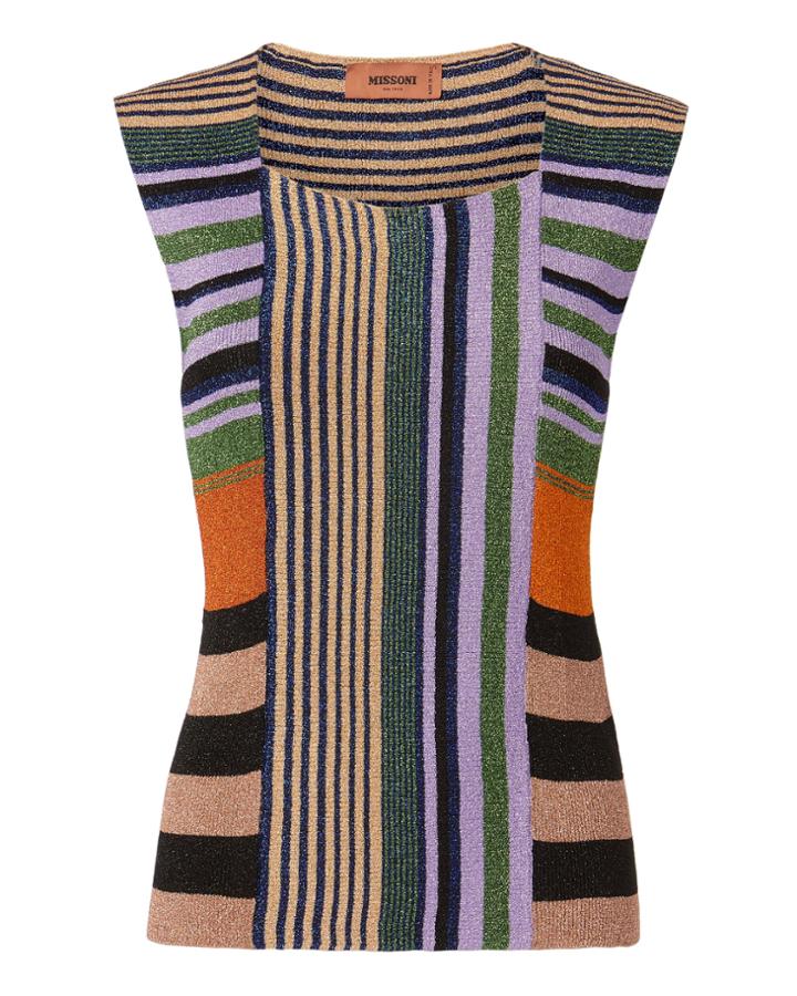 Missoni Multicolor Striped Lurex Top Multi 40