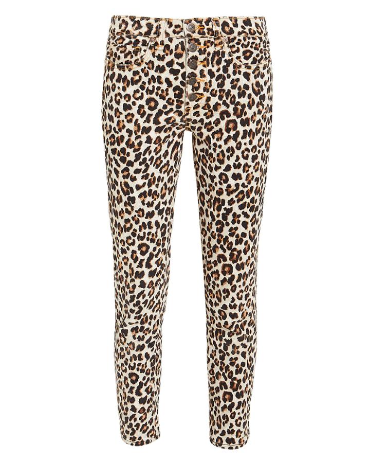 Veronica Beard Debbie Leopard Skinny Jeans Leopard Denim 24