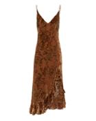 Caroline Constas Elvira Velvet Slip Dress Brown Zero