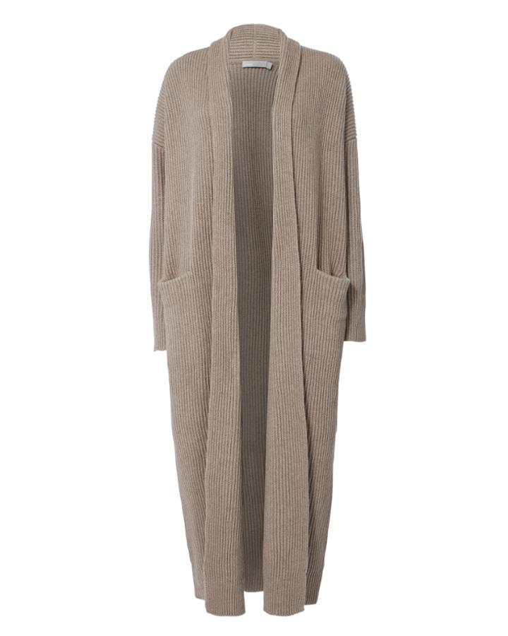 Vince Open Front Sweater Robe Beige P