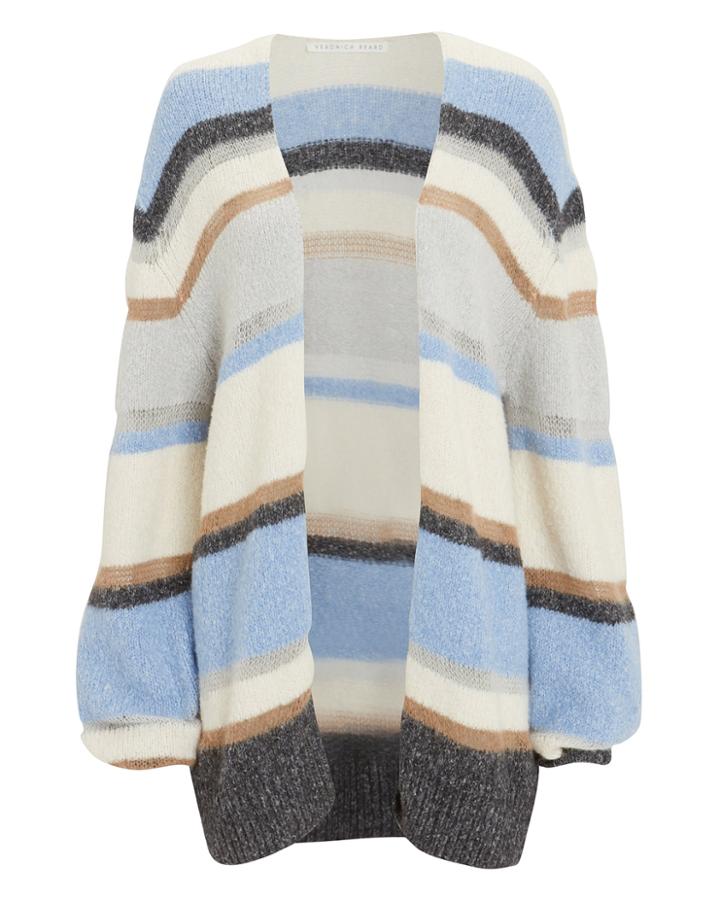 Veronica Beard Elizabeth Striped Cardigan Ivory/blue/grey Stripe P
