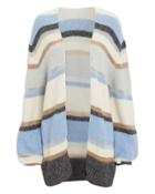 Veronica Beard Elizabeth Striped Cardigan Ivory/blue/grey Stripe P