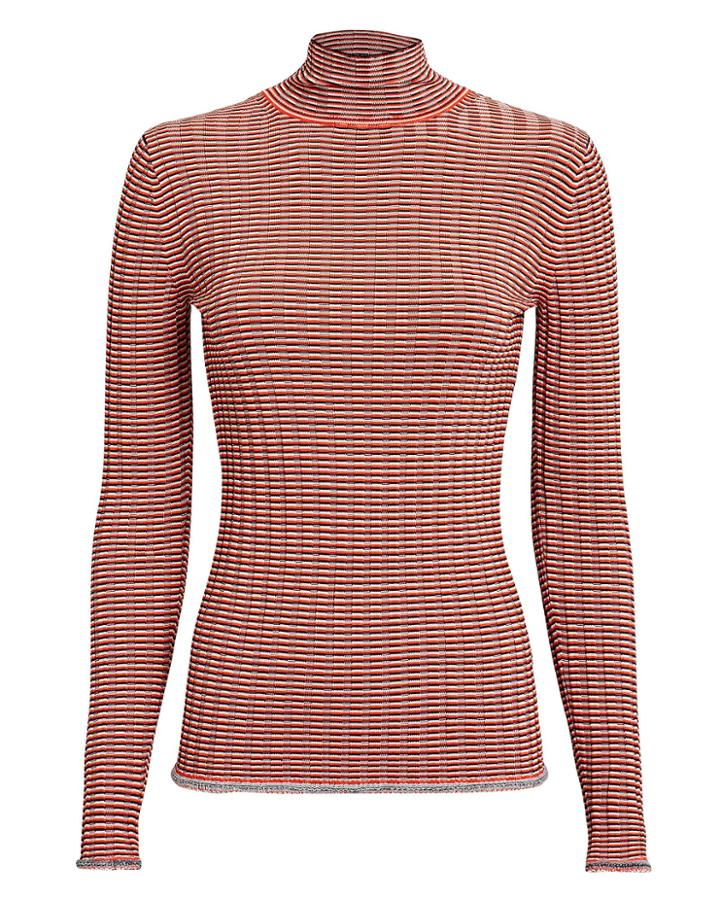 Victoria Victoria Beckham Victoria, Victoria Beckham Striped Knit Turtleneck Red/ivory M