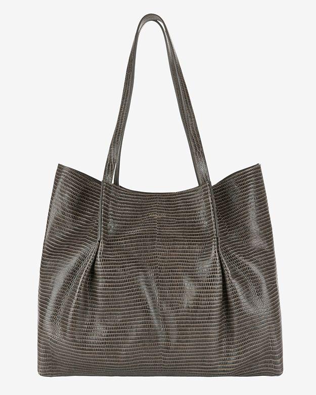 Nina Ricci Ondine Leather Pleated Tote: Grey