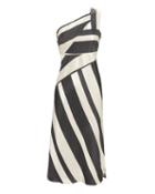 Michelle Mason Asymmetric Striped Midi Dress Blk/wht Zero