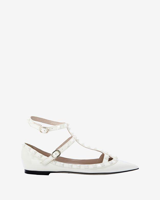 Valentino Cage Ballet Flat: White