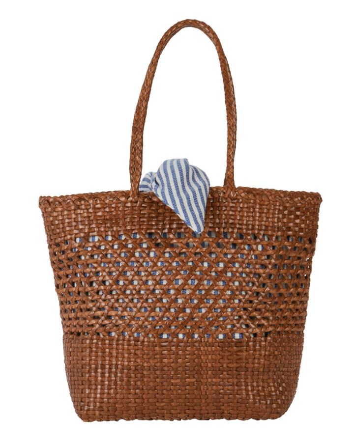Loeffler Randall Maya Striped Insert Woven Tote Brown 1size