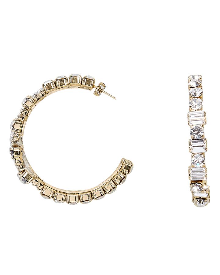 Rosantica Gelo Baguette And Round Crystal Hoops Gold 1size