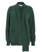 Monse Merino Wool Scarf Placket Cardigan Emerald Green M