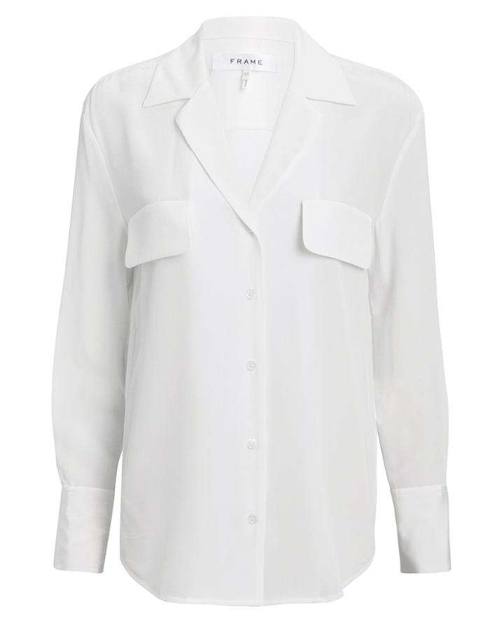Frame Pocket Silk Blanc Blouse White M