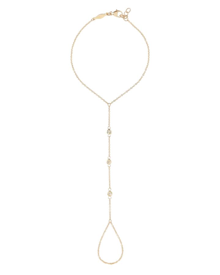 Jacquie Aiche 3 Diamond Finger Bracelet Gold 1size