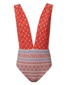 Nightcap Clothing Perfect Plunge One Piece Swimsuit Red P
