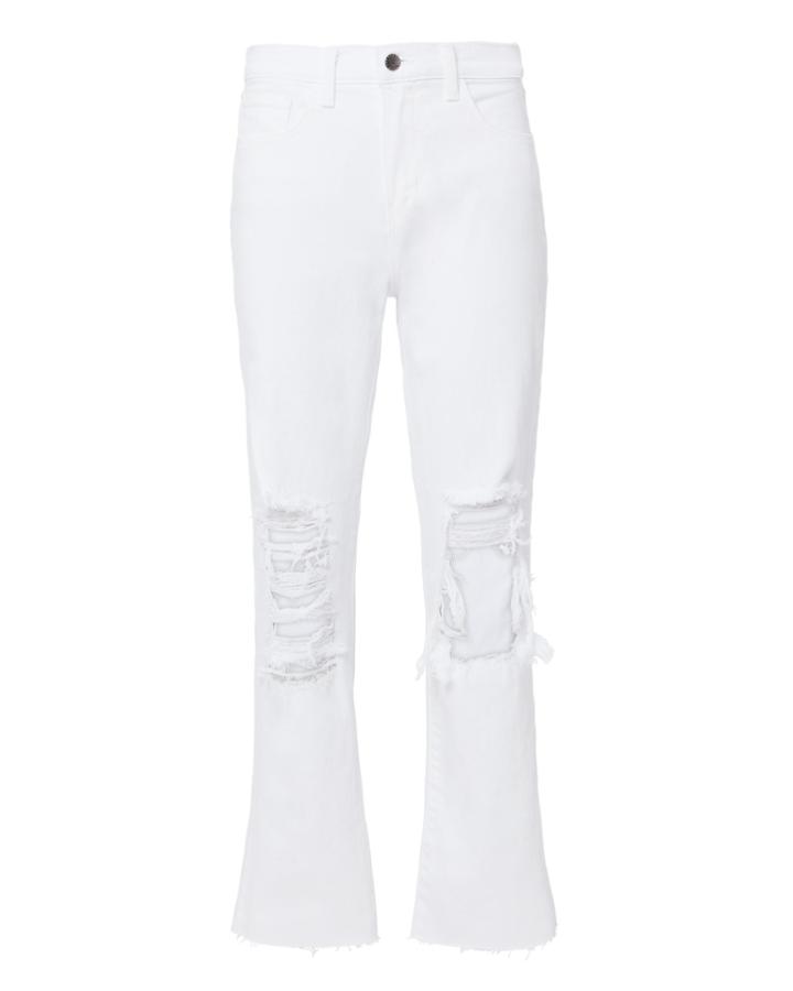 L'agence Daria Destructed Crop Jeans White 23