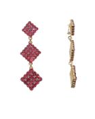 Alessandra Rich Long Crystal Diamond Earrings Pink 1size