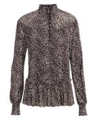 Diane Von Furstenberg Cecily Animal Print Blouse Dark Animal Print L