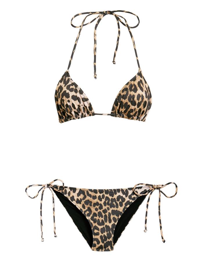 Ganni Rosedale Triangle Leopard Bikini Leopard 38