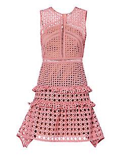 Self-portrait Crosshatch Frill Mini Dress