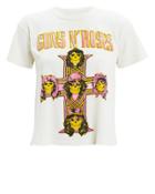 Made Worn Madeworn Guns N' Roses Cropped T-shirt White/pink/yellow S