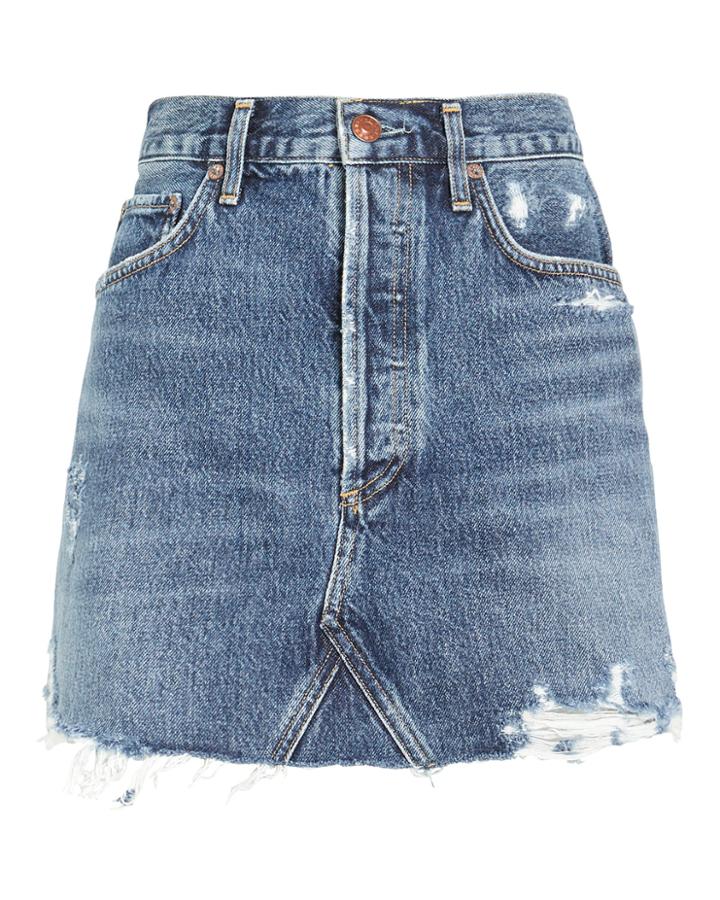 Agolde Quinn High-rise Skirt Medium Denim 28