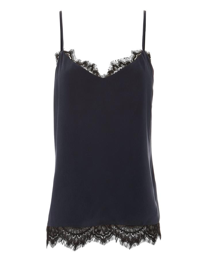 L'agence Daniella Lace Trim Cami Tank Navy P