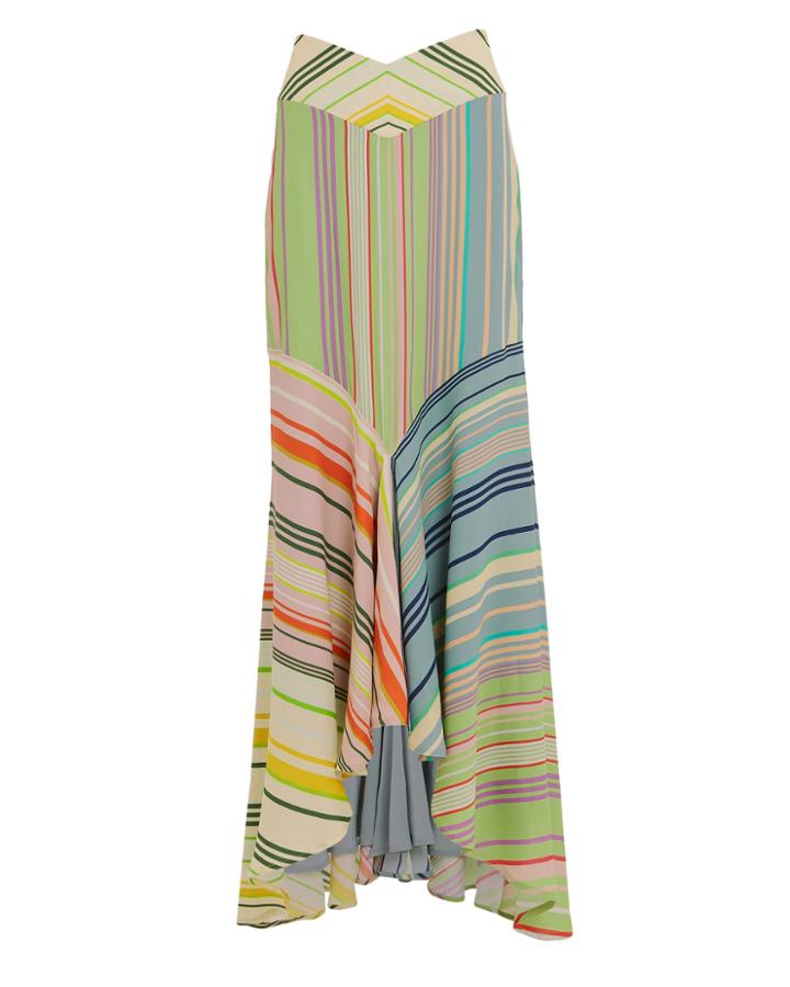 Silvia Tcherassi Beverly Silk Striped Mermaid Skirt Multi Stripe S