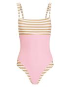 Same Swim Llc Same Swim The Divine One Piece Swimsuit Pink/beige Stripes P