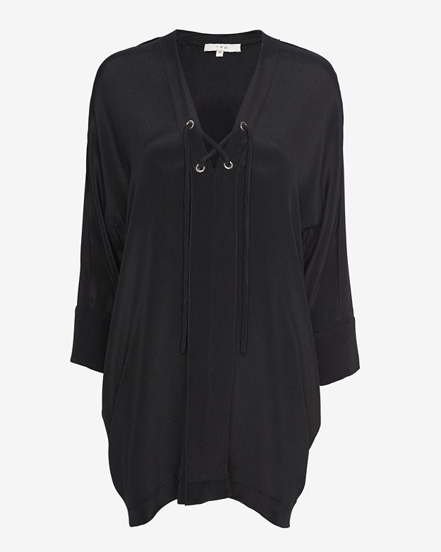 Iro Lace-up Silk Dress: Black