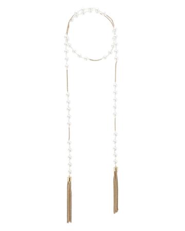 Laura Cantu Pearl Lariat Box Chain Necklace