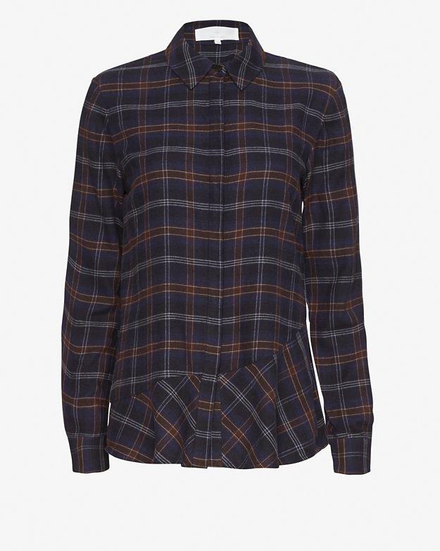 Thakoon Addition Open Back Plaid Flannel Shirt
