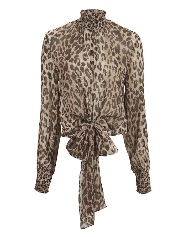 Nicholas Mock Neck Leopard Blouse Multi Zero