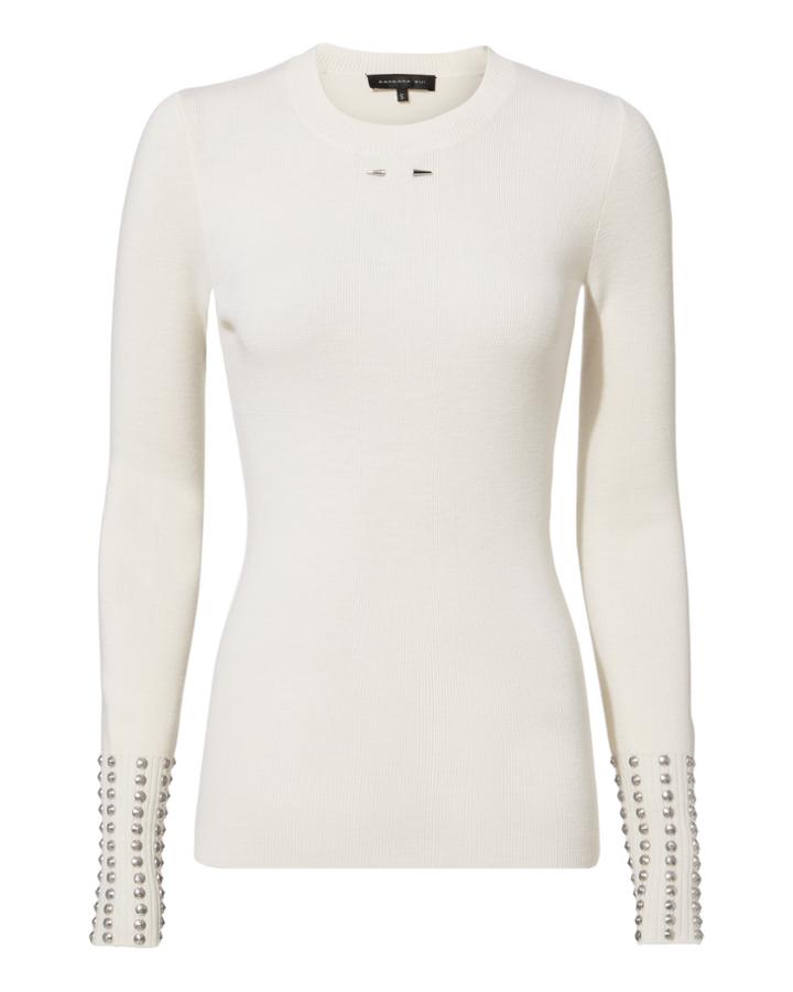 Barbara Bui Studded Knit Top Ivory P
