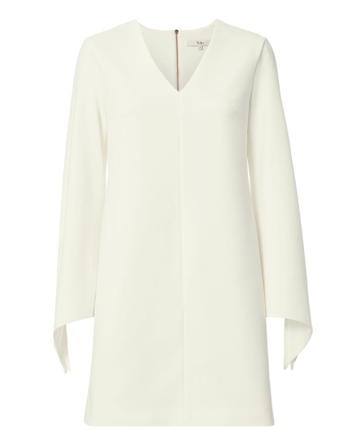 Tibi Tie Sleeve V-neck White Dress White Zero