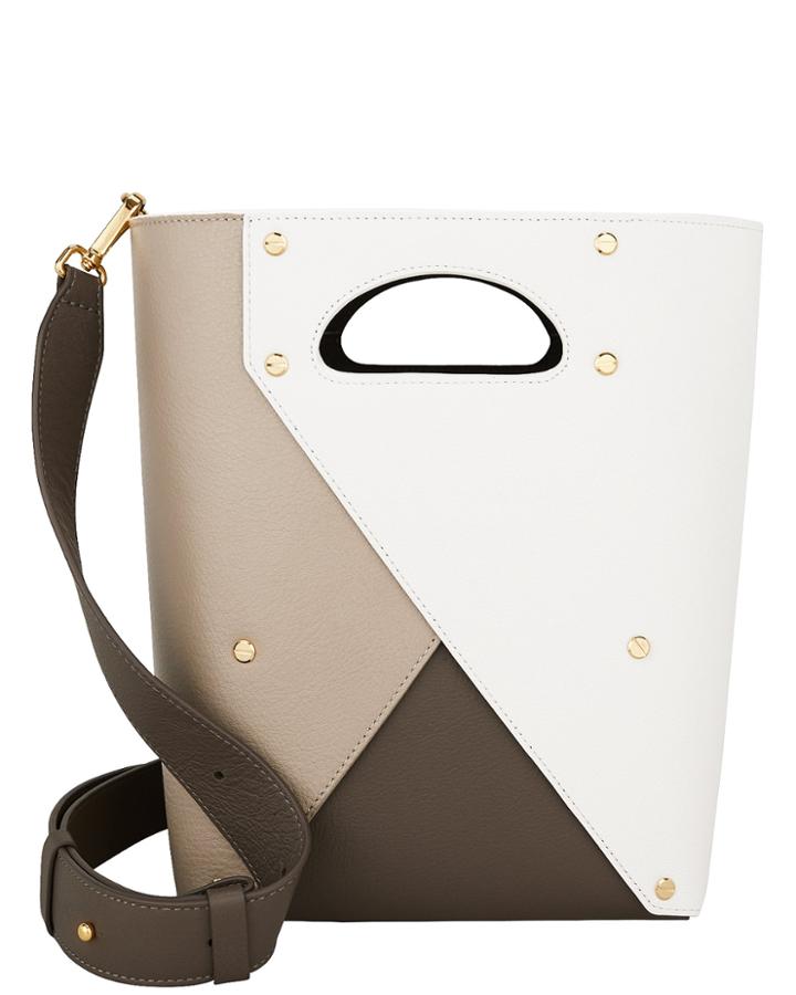 Yuzefi Pablo Cutout Handle Bucket Bag White/beige/brown 1size
