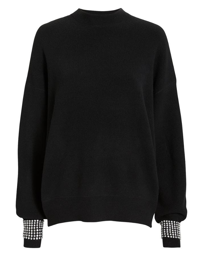 Alexander Wang Crystal Cuff Black Sweater Black P