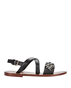 Marni Crystal Embellished Flat Leather Sandals