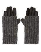 Carolina Amato Cable Knit Leather Combo Gloves