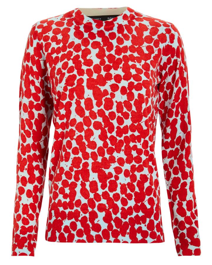 Proenza Schouler Splatter Knit Top Baby Blue/red Print S