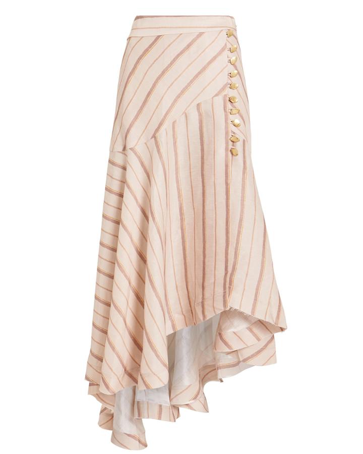 Aje Cora Striped Asymmetric Skirt Tangerine Stripe 8