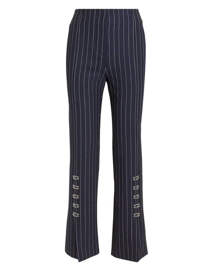 Jonathan Simkhai Pinstriped Tailored Cigarette Pants Navy/white Zero