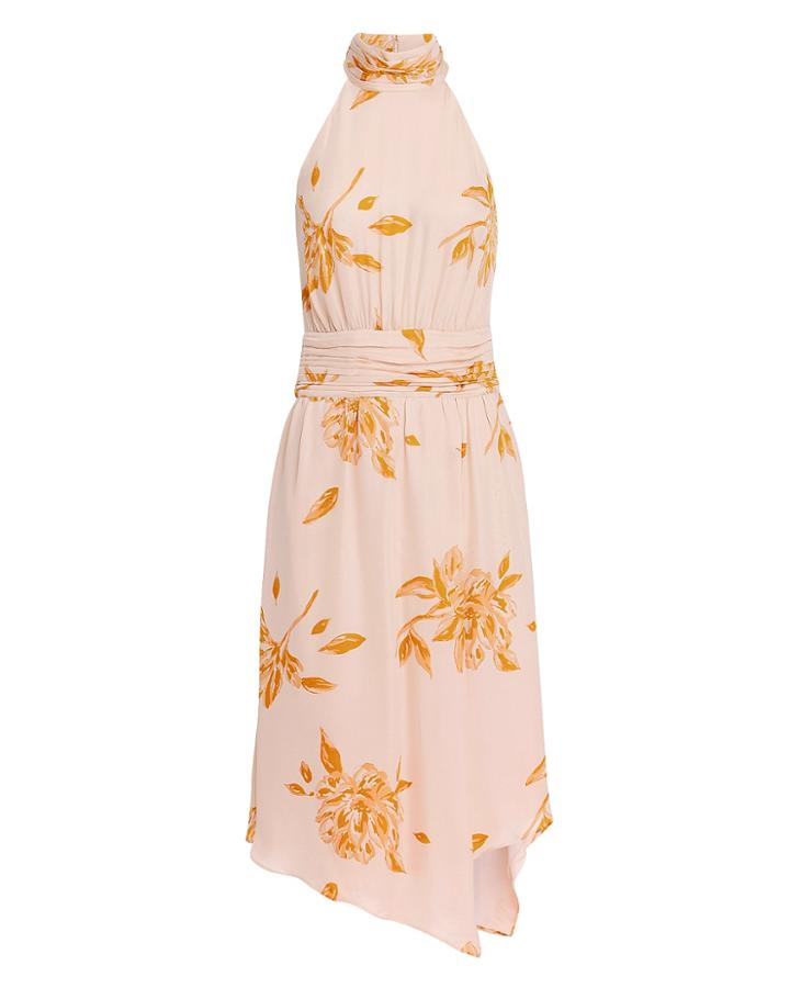 Joie Kehlani Floral Midi Dress Blush/tangerine 10