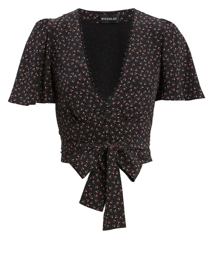 Nicholas Floral Print Tie Waist Blouse Multi Zero