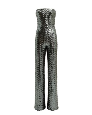 Alexis Carleen Sequin Jumpsuit Silver S