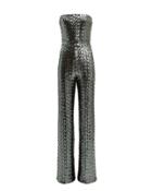Alexis Carleen Sequin Jumpsuit Silver S