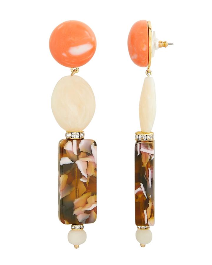 Lele Sadoughi Stone Drop Earrings Coral/ivory/brown 1size