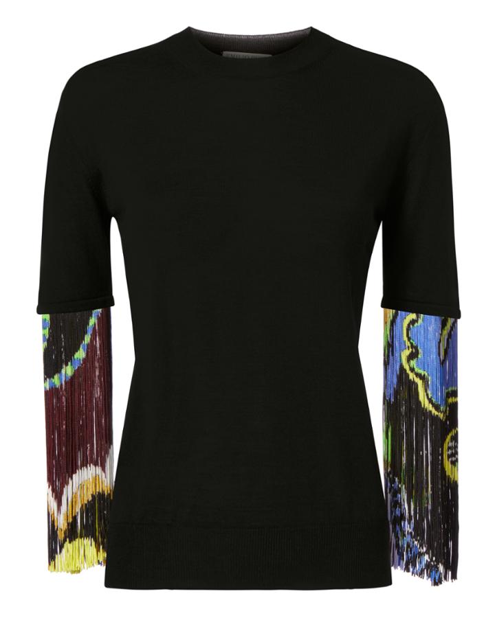 Pucci Paisley Print Fringe Sleeve Top