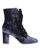 Polly Plume Ally Lace-up Velvet Booties