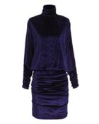 Torn Ronny Kobo Turtleneck Velvet Mini Dress Navy P