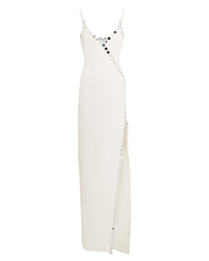 David Koma Mirror Embellished Strappy Gown White 10