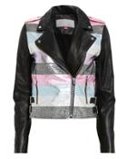 The Mighty Company Nesso Crop Leather Jacket Black/stripe P