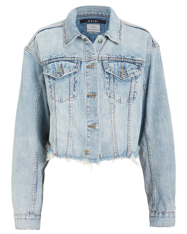Ksubi Daggerz Cropped Denim Jacket Light Blue Denim S